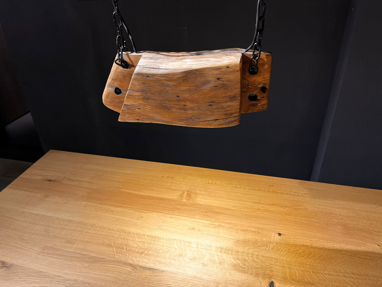 LED Alteiche Hängelampe, Deckenlampe, Alteiche Strahler mit zwei LED-Spots