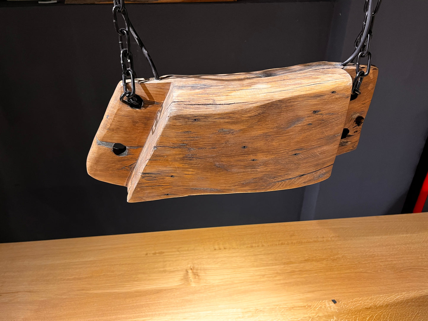 LED Alteiche Hängelampe, Deckenlampe, Alteiche Strahler mit zwei LED-Spots