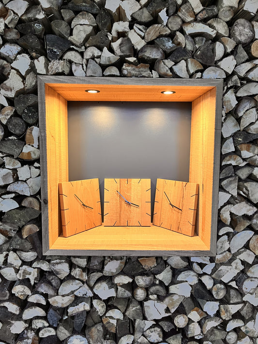 Holzuhr "7vor4" , Eckig